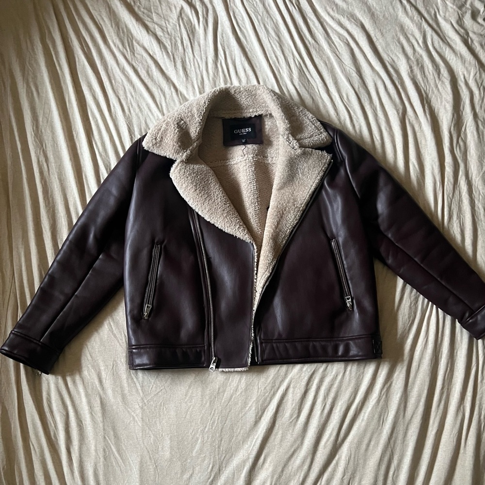 Guess Men’s Faux Leather/Fur Jacket